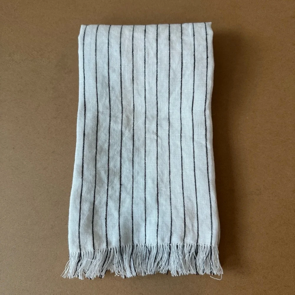 Handmade Striped Fringe Linen Hand Towel